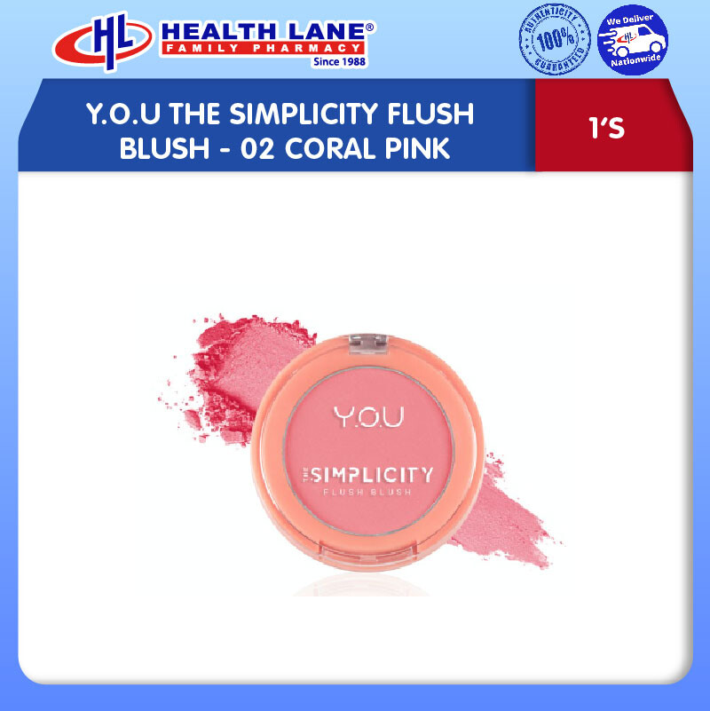 Y.O.U THE SIMPLICITY FLUSH BLUSH- 02 CORAL PINK